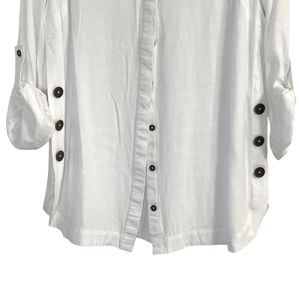Chicos Button Front Tunic Blouse Side Buttons Whi… - image 3